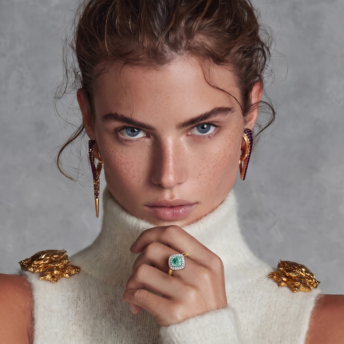 Emerald Glow Halo Ring
